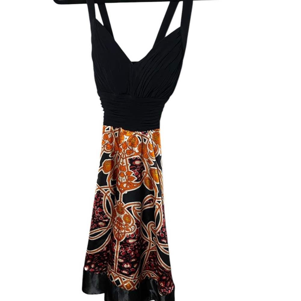 Signature by Sangria Black and Orange Midi Dress